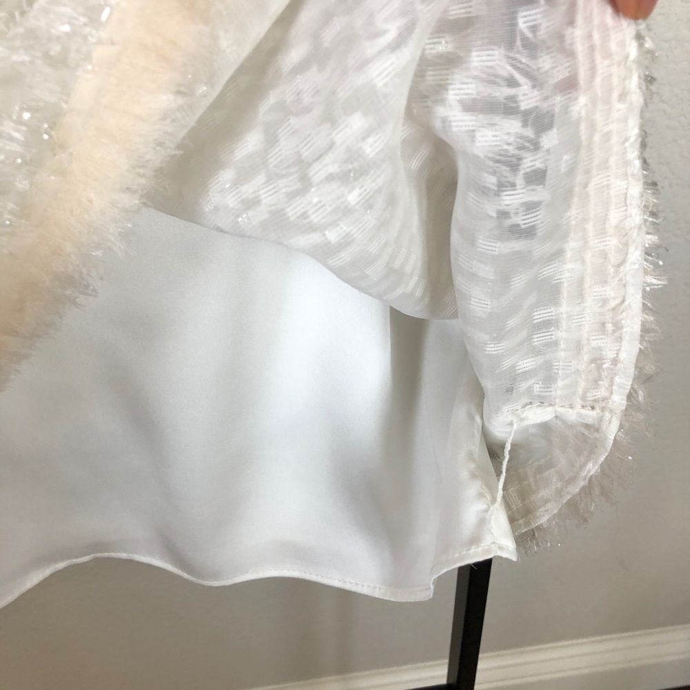 Jill Stuart White Eyelash Fringe Sleeveless Mini Dress - Picture 5 of 9